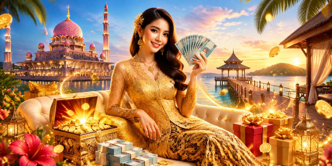 Pengguna wanita Malaysia dalam pakaian kebaya menikmati permainan baccarat